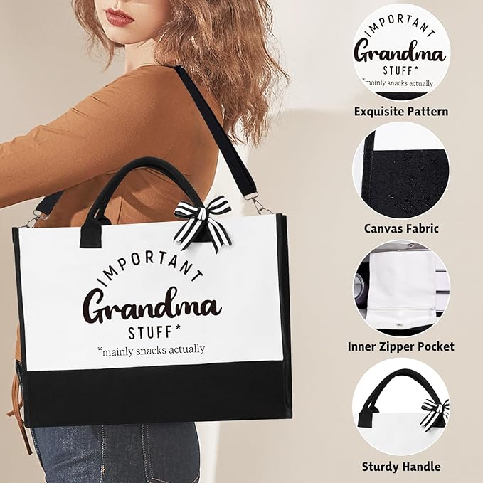 iAOVUEBY Mothers Day Gifts for Grandma, Birthday Gifts for Grandma, 16 Oz Glass Cup Tote Bag Makeup Bag Gift Basket from Granddaughter Grandson, Christmas Thanksgiving Ideas for Grandmother