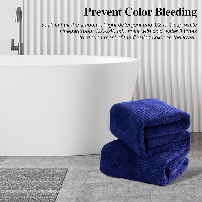 SEISSO Bath Towels, Super Soft Towels for Bathroom, Highly Absorbent Large Towel Set 35 x 63 Inches, Quick Dry Multipurpose Use for Fitness,Spa,Sports Towels,Yoga Towel, Navy Blue (2 Pack)