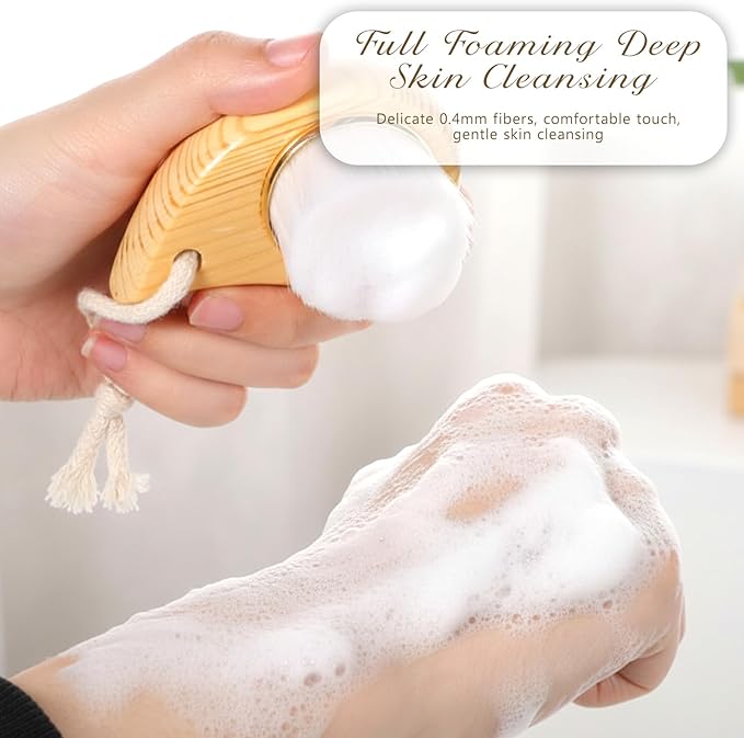 2pcs Soft Bristle Face Cleansing Brush Manual Face Brush for Deep Pore Cleaning Faces Scrubber Exfoliation Lymphatic Drainage Makeup Care and Skin Care with Soft Bristles Ergonomic Handle
