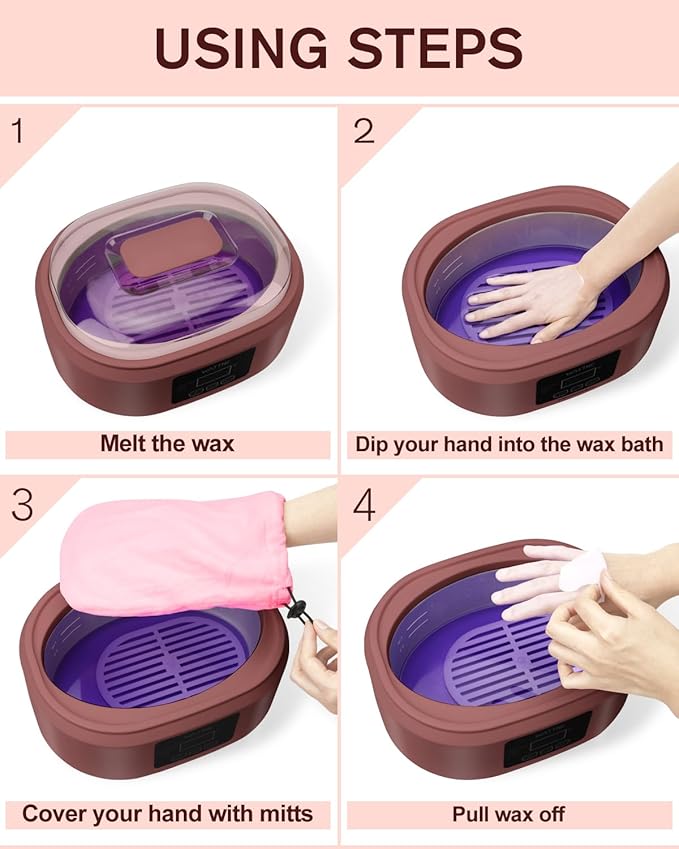 Paraffin Wax Machine for Hand and Feet -Paraffin Wax Warmer Moisturizing Kit Auto-time and Keep Warm Paraffin Hand Wax Machine for Arthritis (Wine Red)