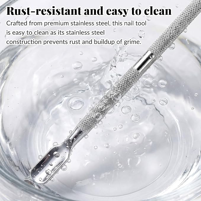 6 Pcs Dual-Sided Cuticle Pusher Set, Stainless Steel Cuticle Pusher Tool, Cuticles Trimmer, Nail Scraper, Professional Cuticles Remover Tool for Manicure Pedicure Nail Care Tools