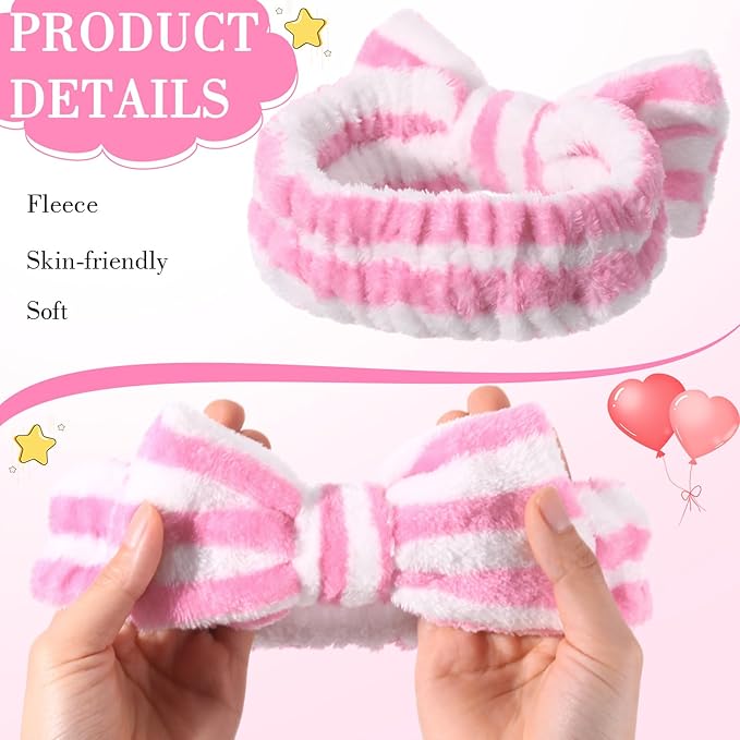 WILLBOND 24 Pieces Spa Headband Bulk Skincare Headbands Face Wash Makeup Hairband Bow Facial Washing Face Head Wraps Adjustable Soft Flannel Towel for Women Shower (Vivid)