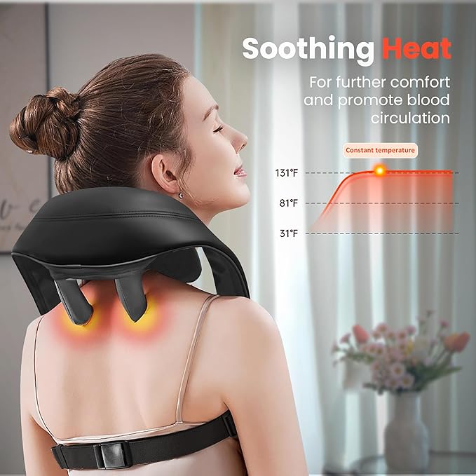 COMFIER Mothers Day Gifts for Mom Dad, 4D Neck and Shoulder Massager with Heat, Cordless Shiatsu Back and Neck Massager for Pain Relief, Hands-Free Massage Pillow with Carry Bag