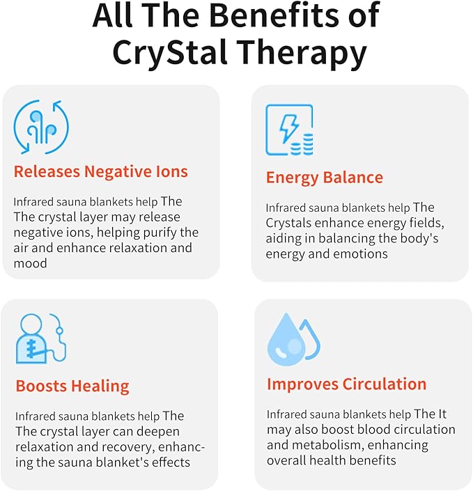 Low EMF Portable Infrared Sauna Blanket,Crystal Therapy Home Relaxation, Adjustable Timer 20-60 Min, 95-167℉ Temp Range, 6 ft x 2.95 ft, Durable PU Leather Cover