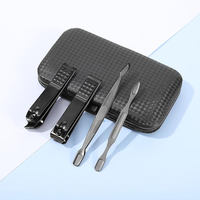 Manicure Nail Clippers Sets Stainless Steel Nail Grooming Cutter Kit Travel Pedicure Care Tools Accessories File Tip Tweezers Cuticle Pusher for Men Women Dad Boyfriend Teen Boys