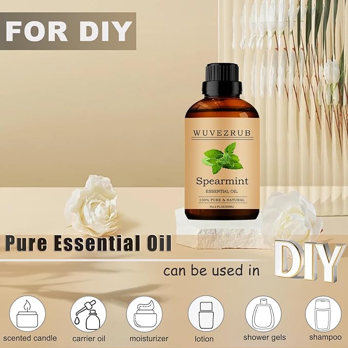 Spearmint Essential Oils, 60ML Pure and Natural Essential Oil for Aromatherapy Diffuser - Spearmint /2 Fl Oz