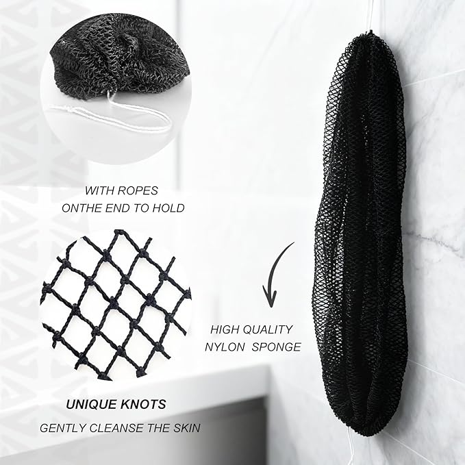 SPMKTBOZAI African Net Sponge Authentic, Loofah Exfoliating Body Scrubber Bath Sponge, African Exfoliating Net Sponge Back Scrubber Washcloth for Shower, Body Care Bathing Accessories (Pink)