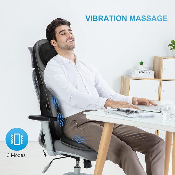 COMFIER Shiatsu Back Massager with Heat, Deep Kneading & Rolling Massage Chair Pad, Chair Massager for Office Home Use Mothers Day Gifts for Womem