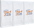 MASHAN Class of 2026 Graduation Hand Towels 3 Pack,100% Cotton Soft Absorbent Bathroom Towels,Senior 2026 Graduation Gift for Girls Boys,Blue Orange Decorative Towels 14x30 Inch