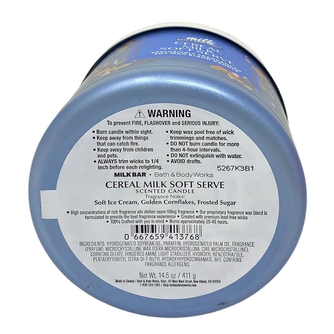 Bath & Body Works Cereal Milk Soft Serve 3-Wick Candle with a Aloe Vera Bar Soap