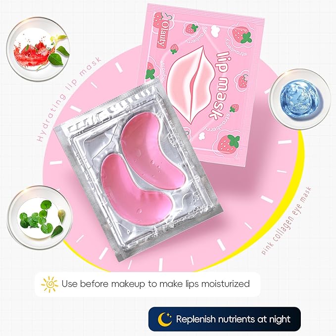 30 Pairs Eye Masks & Lip Masks, Under Eye Patches for Puffy Eyes, Moisturizing Lip Mask Pink Pads, Reducing Fine Lines, Mothers Day Gifts, Graduation Gifts, Teacher Appreciation Gifts, Bulk Gifts