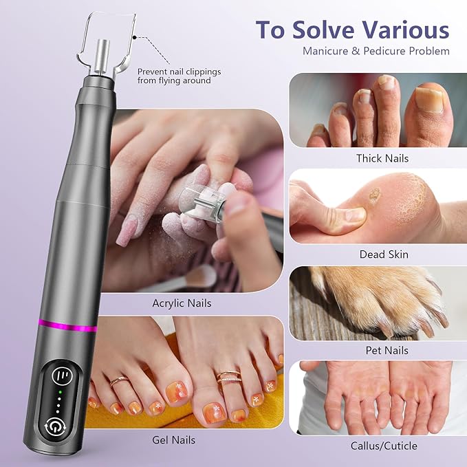 TUOBEO Cordless Nail Drill Electric Rechargeable File Kit, Professional Efile Acrylic Gel Nail Polish Remover Pedicure Manicure Machine Portable Set with 11 Bits 56 Sanding Bands for Salon Home Gray