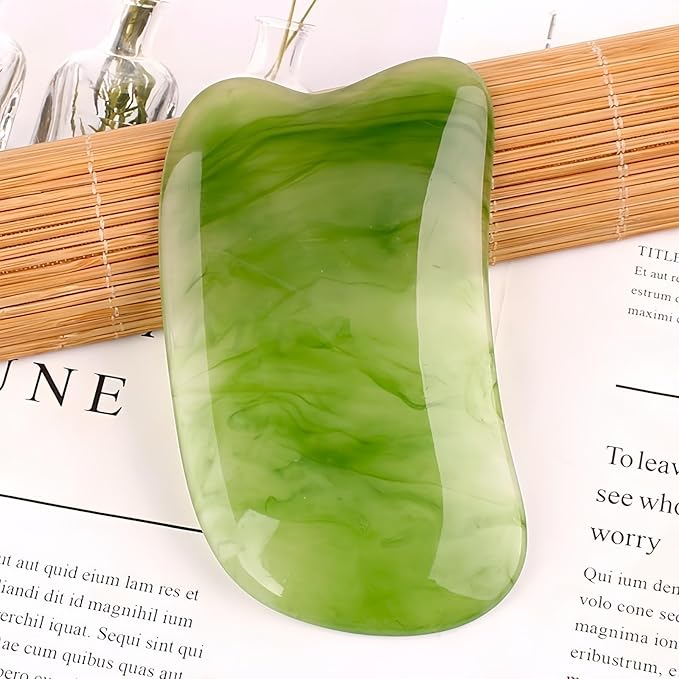 Gua Sha Scraping Massage Tool, GuaSha Facial Set, Natural Resin GuaSha Massage Tools for Rejuvenate Skin Anti-Wrinkle Anti Aging (Green, Square)
