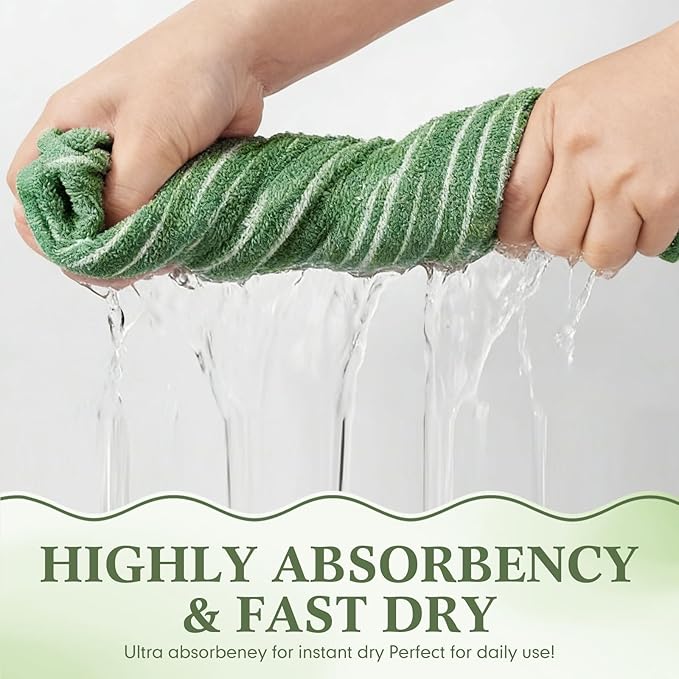 6 Pcs Large Bath Towels Set 28x55 Inch Soft Cotton Towels for Bathroom Pink Green Striped Towel Set Highly Absorbent & Quick Dry Towel for Spa Gym | 2 Bath, 2 Hand, 2 Washcloth(Pink Green)