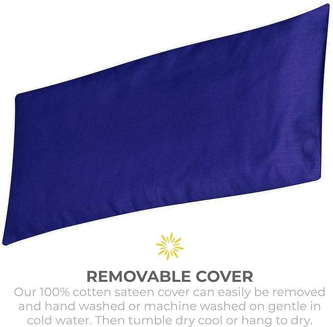 Sunshine Yoga 4-Pack Unscented Sateen Eye Pillows, Low-Luster, 9’’ x 4’’ Flaxseed Weighted Eye Mask for Sleeping, Hot or Cold Therapy for Relaxation, Migraine, and Headache, Blue