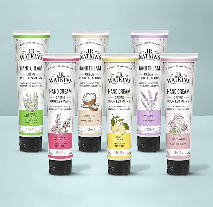 J.R. Watkins Natural Moisturizing Hand Cream, Hydrating Hand Moisturizer with Shea Butter, Cocoa Butter, and Avocado Oil, USA Made and Cruelty Free, 3.3oz, Coconut, Single
