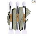 Bare Essentials Living Clay Face Mask Brush (3 Pack, Bamboo) Dual Soft Silicone Face Mask Applicator Brush Tool, Great Facial Essentials, Moisturizer Applicator & Skincare Brush for Facials