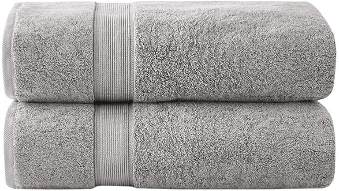 Madison Park 800GSM 100% Cotton Luxurious Bath Towel Set Highly Absorbent, Quick Dry, Hotel & Spa Quality for Bathroom, Bath Sheet 34" x 68", Silver 2 Piece