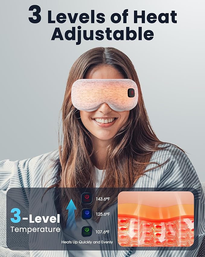 Heated Eye Mask - Cordless Eye Mask for Dry Eyes, FSA HSA Eligible, Eye Relief, Improved Sleep, Washable Eye Heating pad for Travel and with Replaceable Shell
