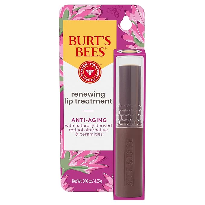 Burt’s Bees Back To School Dorm Essentials, Renewing Lip Treatment, With Naturally Derived Retinol Alternative and Ceramides, Lip Treatment With Responsibly Sourced Beeswax, Anti-Aging, 0.16 oz.