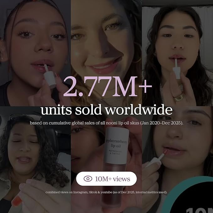 NOONI Korean Lip Oil - Appleblacktea | Long-Lasting, Moisturizing, Plumping, Revitalizing for Dry Lips, Waterproof, No Peel Off, Hydrating Lip Stain, Stocking Stuffers, Teen Girl Gifts, 0.12 FL Oz
