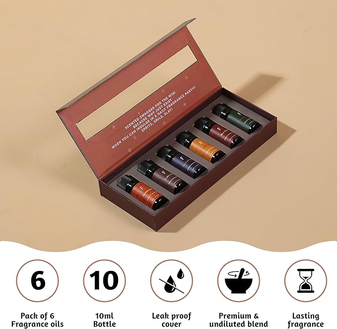 Folkulture Essential Oils Set for Diffuser | Set of 6 Luxury Floral & Oud Fragrance Oils | Orchid Oud, Rose Oud & Warm Sensual Blends, Eid Gifts & Home Fragrance Gift Set