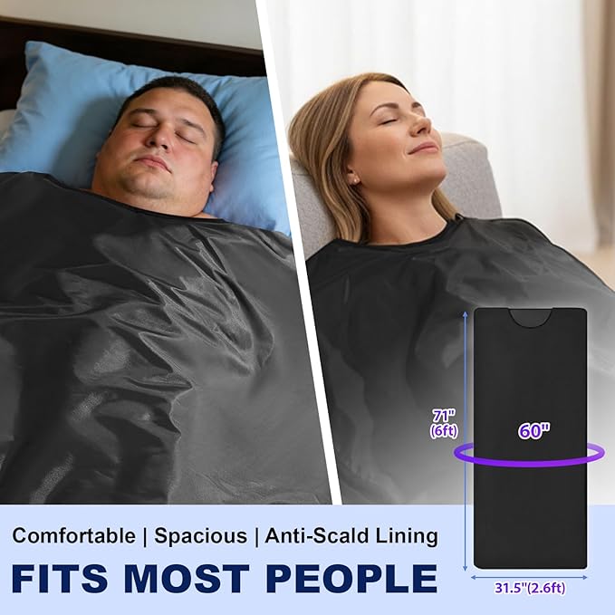 Sauna Blanket for Home, Portable Full Body Heating Wrap with Adjustable Temperature & Timer, Durable Oxford Fabric, Foldable Personal Spa Blanket