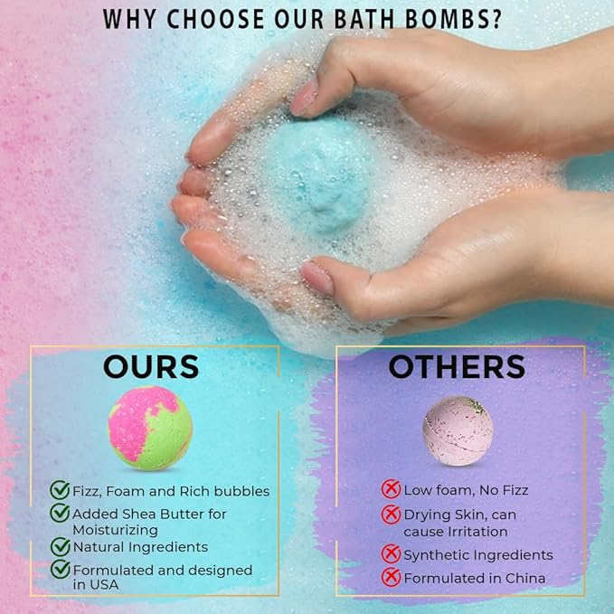 Bath Bombs for Women Relaxing with Inspirational Messages, 12 Natural and Organic Bath Bombs with Essential Oils & Skin Moisturizing Shea Butter. Birthday Gift, Mothers Day Gift for Mom, Wife