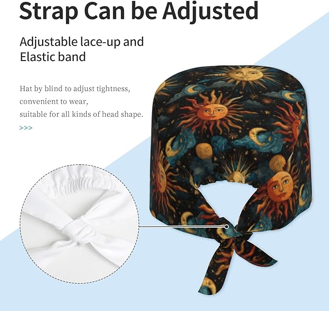 Alligator Ice Cream Working Cap, Scrub Cap with Sweatband, Adjustable Tie Back Hat Breathable Headgear for Women/Men