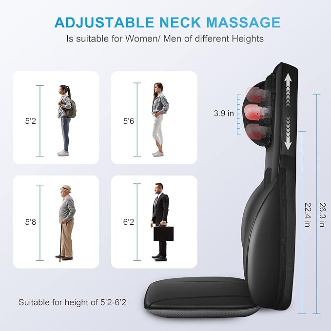COMFIER Shiatsu Back Massager with Heat, Deep Kneading & Rolling Massage Chair Pad, Chair Massager for Office Home Use Mothers Day Gifts for Womem