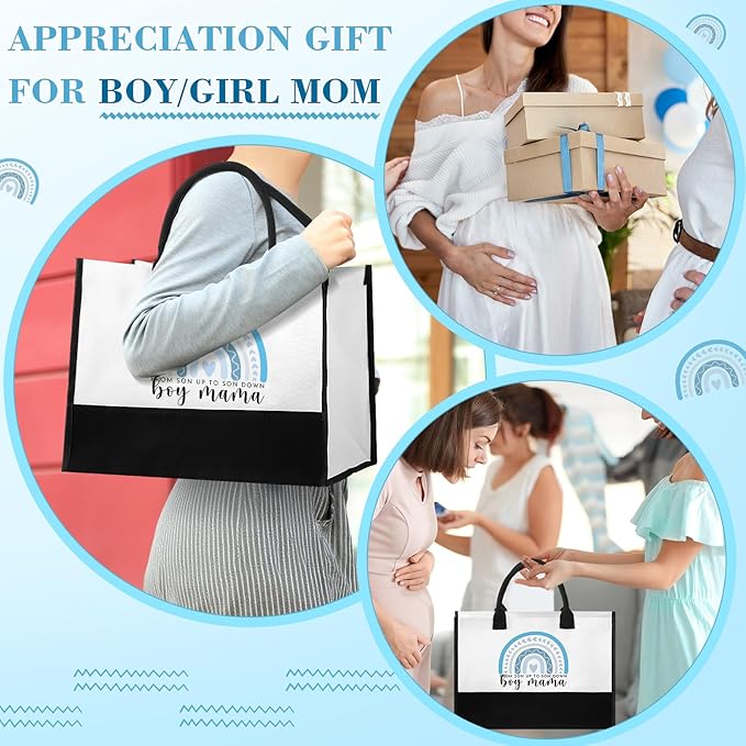 7 Sets Boy Mother Gifts for New Mom Gifts Tote Bag Makeup Bag Candle Bracelet Cup Hand Cream for Mother Day Women After Birth Pregnancy Present First Time Expecting New Mommy Essentials