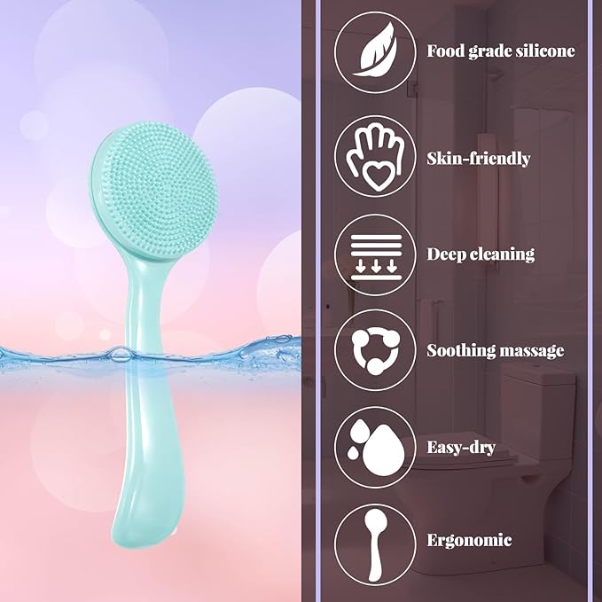 JJUNW 4 Pcs Silicone Face Brush for Cleansing, Waterproof Face Cleaning Scrubber Soft Bristles Wash Brush, Contour Faces Brushes Exfoliating Brushes for Blackheads Makeup Removal(Colorful)