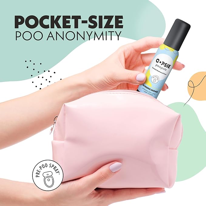 Oopsie Poopsie Toilet Spray, Travel Essentials, Each Up to 300 Uses, On-The-Go Bathroom Odor Deodorizer with Essential Oils, TSA Approved Size, Morning Shower 1 Pack, 2 Fl Oz