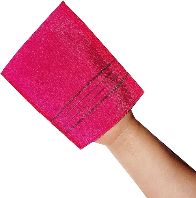 Korean Asian Exfoliating Bath Washcloth Mitt for Remove Dead Skin.Exfoliating Body Scrubber.Exfoliating Gloves for Body Scrub (Green2 Red2)