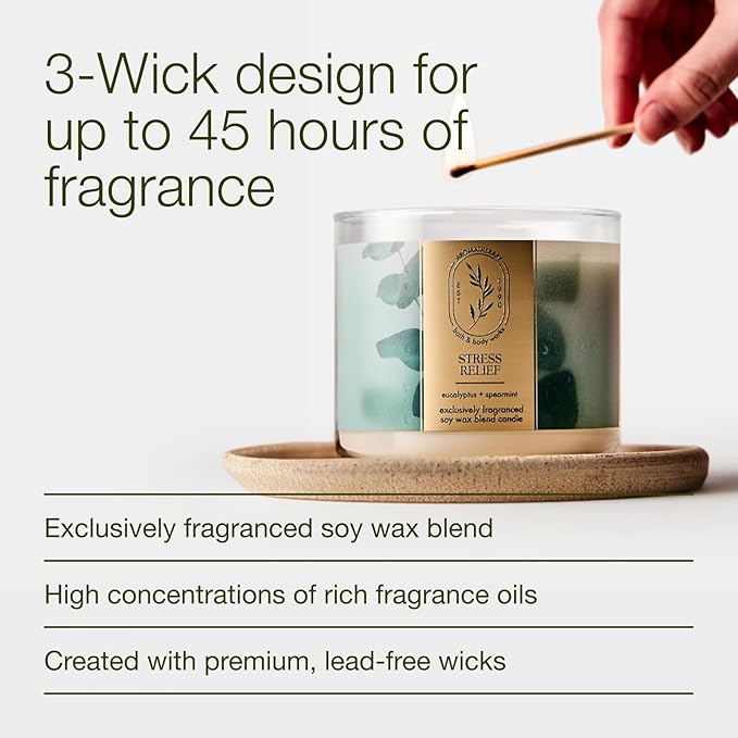 Bath & Body Works Eucalyptus Spearmint 3-Wick Candle - Scented Candle for At-Home Use - Long-Lasting, Room-Filling Fragrance - High Fragrance Oil Concentration - Soy Wax Blend - 2-Pack
