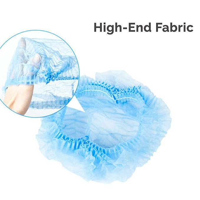 100 Pcs 21” Disposable Bouffant Caps, Hair Head Cover Net, Non-Woven, Medical, Labs, Spa, Nurse, Tattoo, Food Service, Health, For Men and Women (blue)…