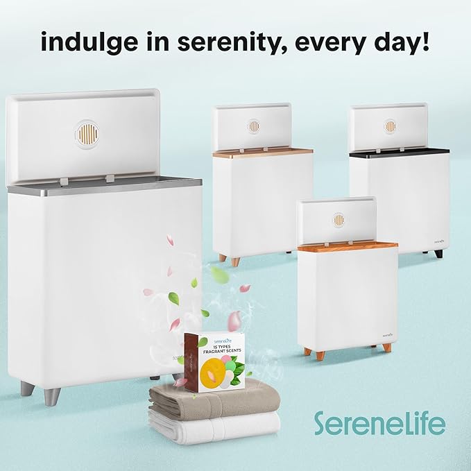 SereneLife WIFI Luxury Rectangle Towel Warmer - Spa & Bathroom Blanket Heater with Custom Fragrance, Auto Shut-Off, Fits 2 large Towels, Blankets, Bathrobes, PJ's - Perfect Gift for Him & Her (Silver)