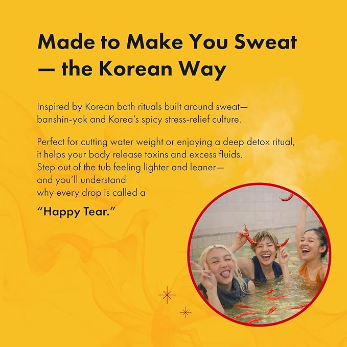 Happy Tears Bath Soak, Made in Korea, Sweat & Detox with Chili Pepper, 7.05 oz, 1-Pack