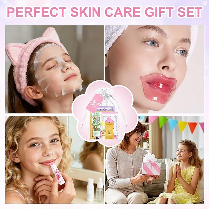 110PCS Spa Party Supplies for Girls, Daughter Spa Party Favors Include Face Masks,Hand Cream,Lip Balm,Foot Bath Bombs,Headbands,Lip Mask,Sleepover Party gifts,Stocking Stuffers for teen Girls