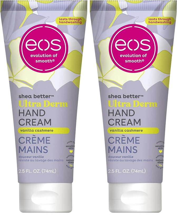 eos Shea Better Hand Cream - Vanilla Cashmere Hand Lotion | Instant Hydration + Lasting Protection | 2.5 oz,(Pack of 2)