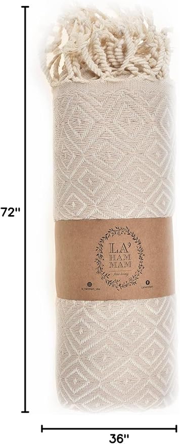 Personalized Beach Towel | Cotton Beach Towels, Easy to Carry, Sand Free, Highly Absorbent, Quick Dry, Turkish Towels for Travel Camping Bath Sauna Beach Gym Pool Yoga SPA by Lahammam, Malta, Beige