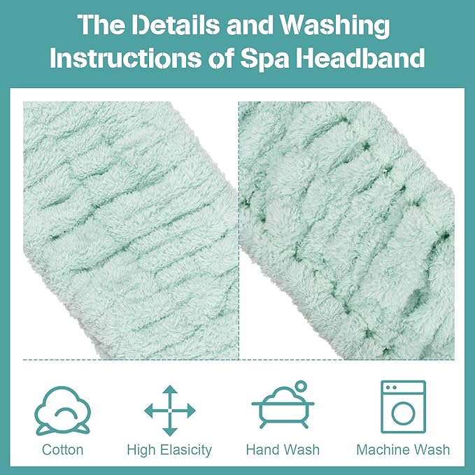 Chuangdi 3-Piece Spa Headband Set - Soft Terry Cloth Hairbands for Women's Facial Makeup, Washing, Face Mask, Spa & Shower - Light Orange, Purple, Green