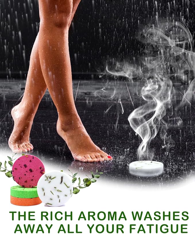 Shower Steamers Aromatherapy - 8 Pack Organic Shower Bombs with Shower Steamer Tray/Holder, Self Care Natural Essential Oil, Stress Relief Shower Bombs, Mothers Spa Gifts for Women, Wife, Her, Mom