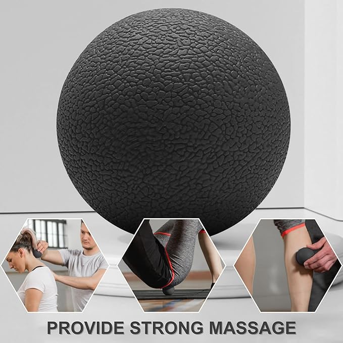 LEZER, Trigger Massage Point, Manual Massage Ball, Muscle Knots Relief Tool, Myofascial Release, Physical Therapy, Plantar Fasciitis, Set of 2 (Orange Trigger and Black Ball)