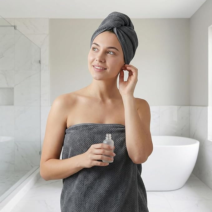 REDKISS Pack of 1 Jumbo Bath Sheet, 40 x 80 Inches Microfiber Oversized Bath Towel for Bathroom, Extra Large & Lightweight, Quick-Dry, Super Soft & Absorbent, Perfect to Wrap Yourself in, Dark Gray