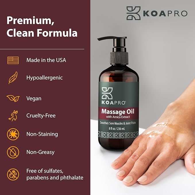 KOAPro Massage Oil for Massage Therapy 2 Pack - Lavender Massaging Oil for Muscle Relaxing, Premium Arnica Massager Oil for Pain Relief, Natural Anti Cellulite Extract for All Skin Types 8 Fl Oz