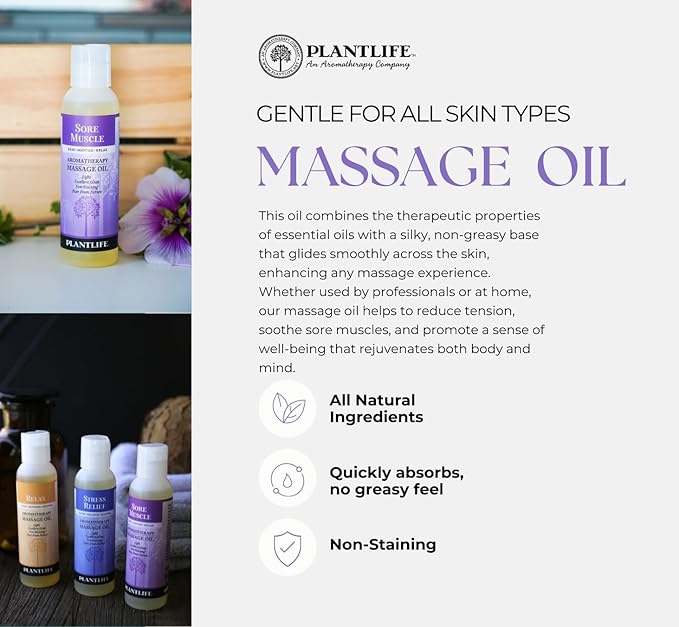 Plantlife Rejuvenate Massage Oil - Absorbs Deeply into The Skin and is Circulated Throughout, Providing Optimum Benefit to The Mind and Body - Made in California 4 oz