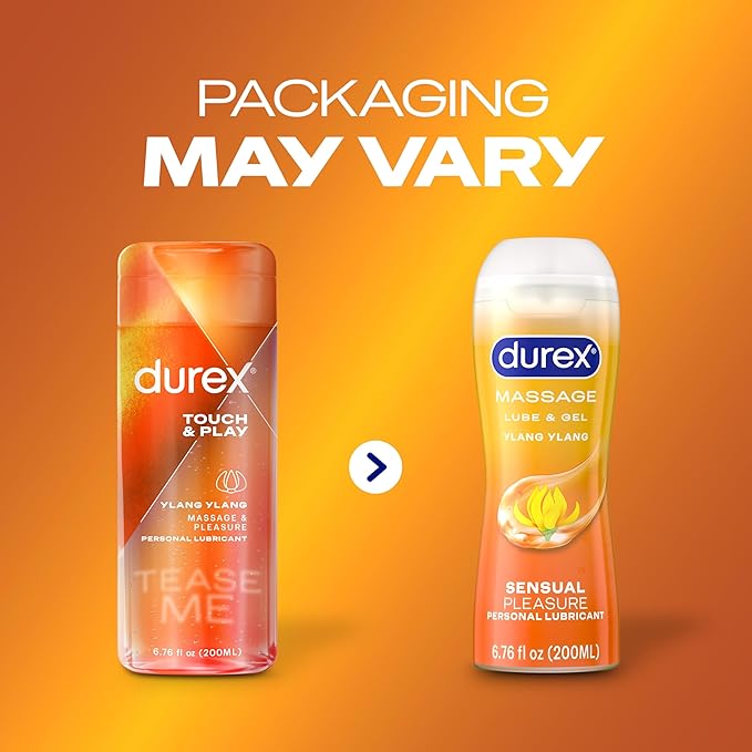 Durex Water Based Lube, Touch & Play Personal Lubricant with Ylang Ylang, Lube for Women & Men, 6.76 fl oz