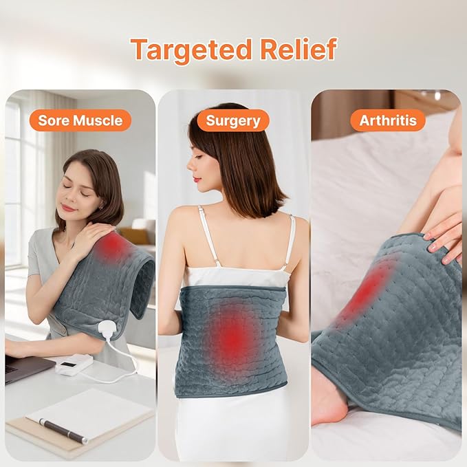 Heating Pad for Back & Period Cramps, Christmas Birthday Gifts for Women, Men, Mom, Dad, Portable Electric Heating Pad for Neck and Shoulders and Back, Mothers Father Day Gifts, Mom Birthday Gifts