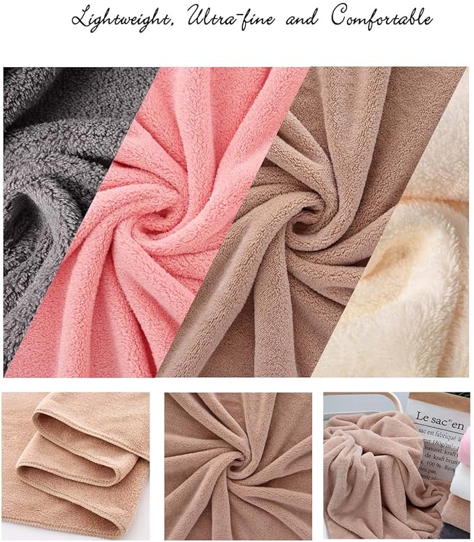 Lumimi Towels 4 Pack Soft Microfiber Bath Towel Set Salon Gym Yoga Travel Very Absorbent Light Quick Dry and Durable, 55" L x 27" W, 4 Piece Beige